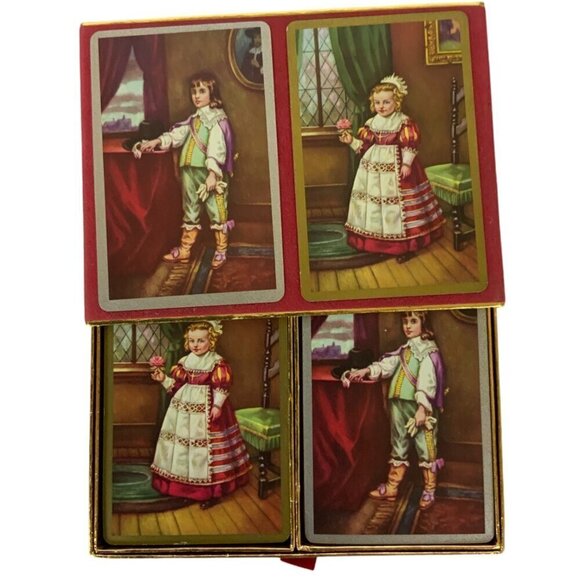 Vintage Congress Playing Cards Double Deck Prince Princess Theme Slip Case - Picture 3 of 4